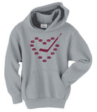 "Heart, Stick & Pucks" Glitter Hooded Sweatshirt - Youth