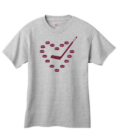 Heart, Stick & Pucks Glitter T-Shirt - Youth