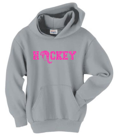 "Hockey" Glitter Hooded Sweatshirt - Adult