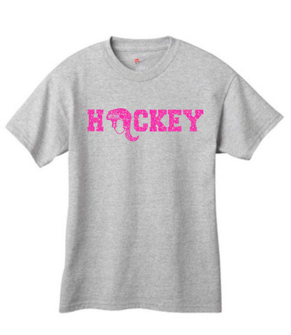 "Hockey" with Ponytail Glitter T-Shirt - Youth