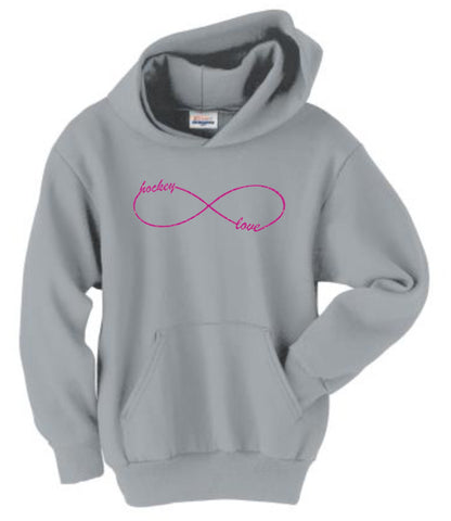 "Infinite Hockey Love" Glitter Hooded Sweatshirt - Youth