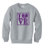 "Love Hockey" Glitter Crewneck Sweatshirt - Youth