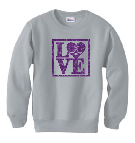 Hockey Love Glitter Crewneck Sweatshirt - Adult